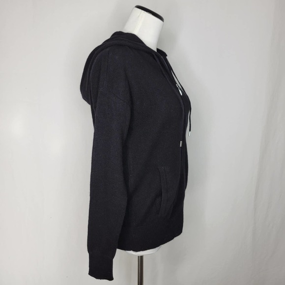 SOLD //Charter Club Women's 100% Cashmere Zip Hoodie Black NWT $189 Size X-Small - Picture 8 of 11